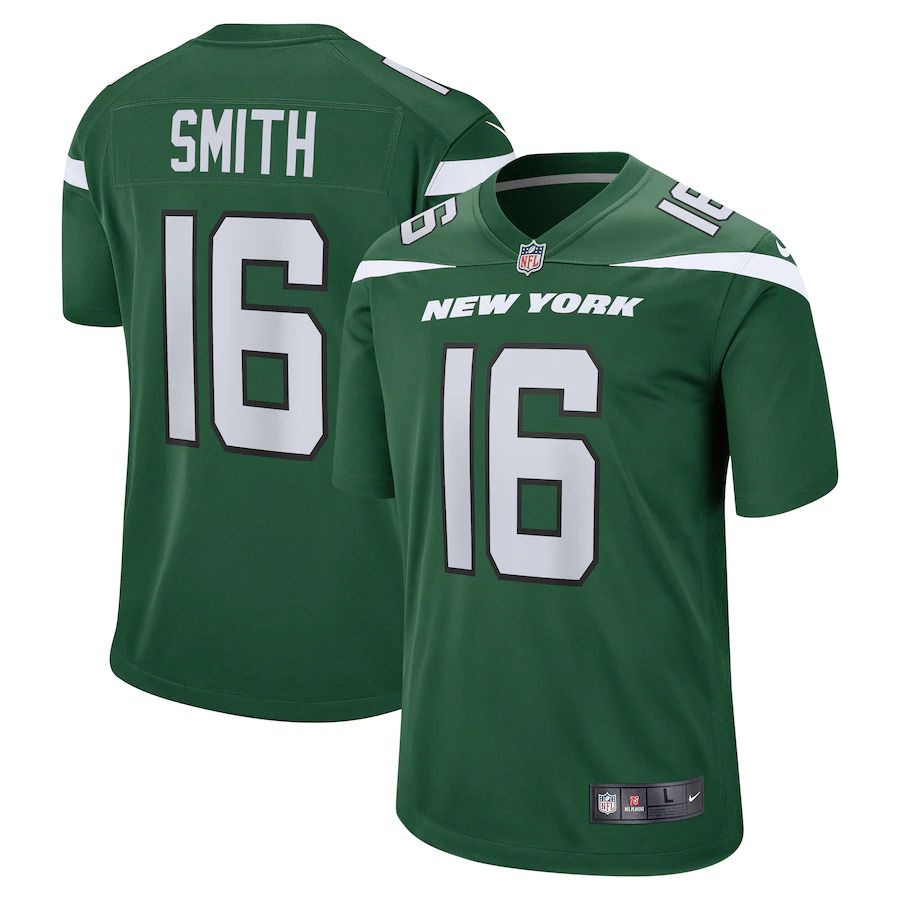 Men New York Jets 16 Jeff Smith Nike Gotham Green Game NFL Jersey